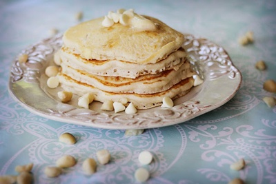 White Chocolate Chip Macadamia Pancakes