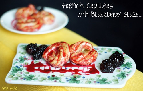 French Crulers with Blackberry Glaze
