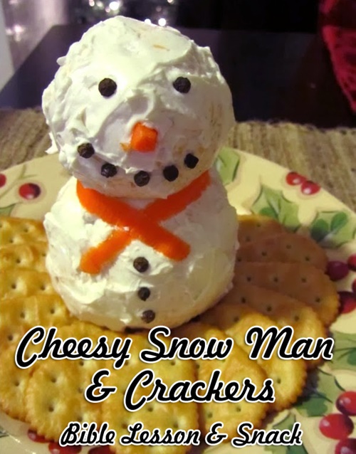Cheesy Snow Man & Crackers Bible Snack