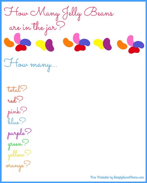 Jelly Bean Game Printable