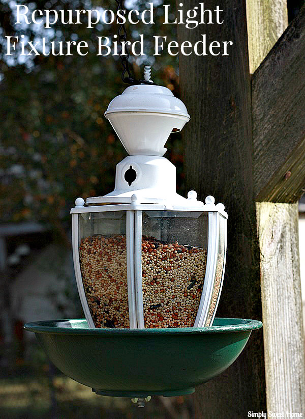 Repurposed Light Fixture Bird Feeder