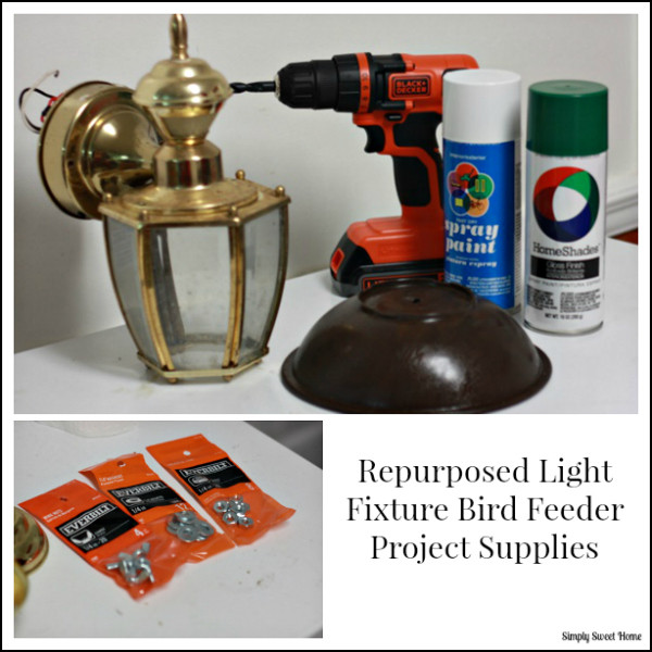 Repurposed Light Fixture Bird Feeder Supplies