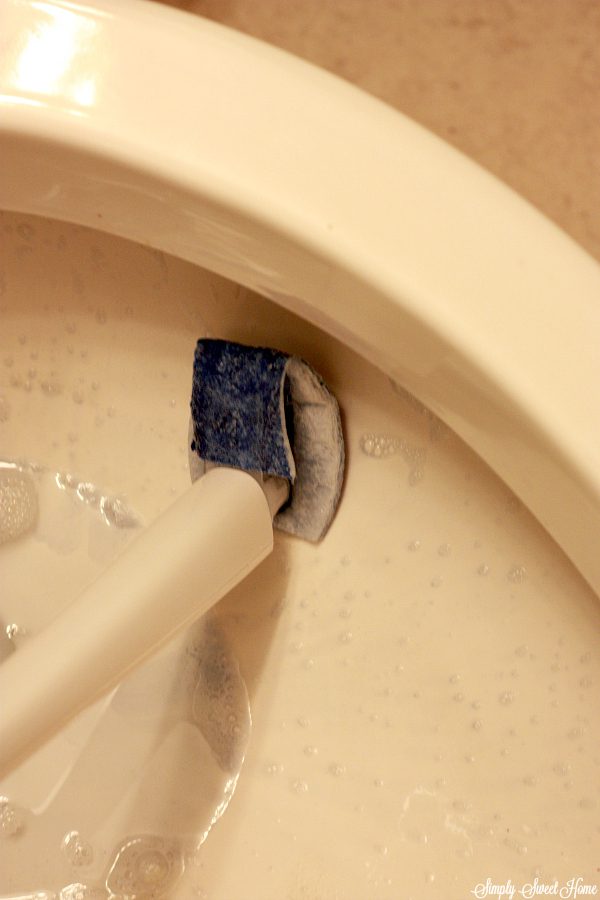 Cleaning the toilet