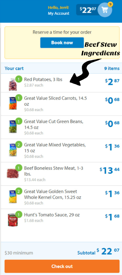 Beef Stew Ingredients List